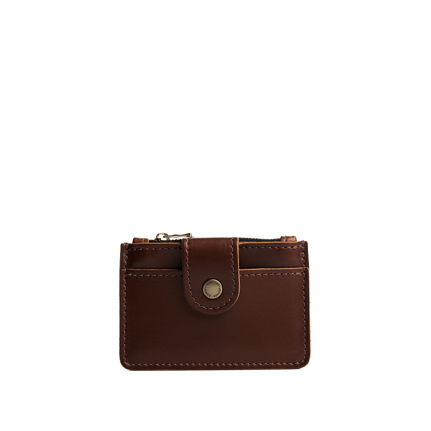 Chocolate Brown | Compact wallet with snap closure and zippered pouch