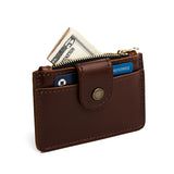 Chocolate Brown | Compact wallet with snap closure and zippered pouch