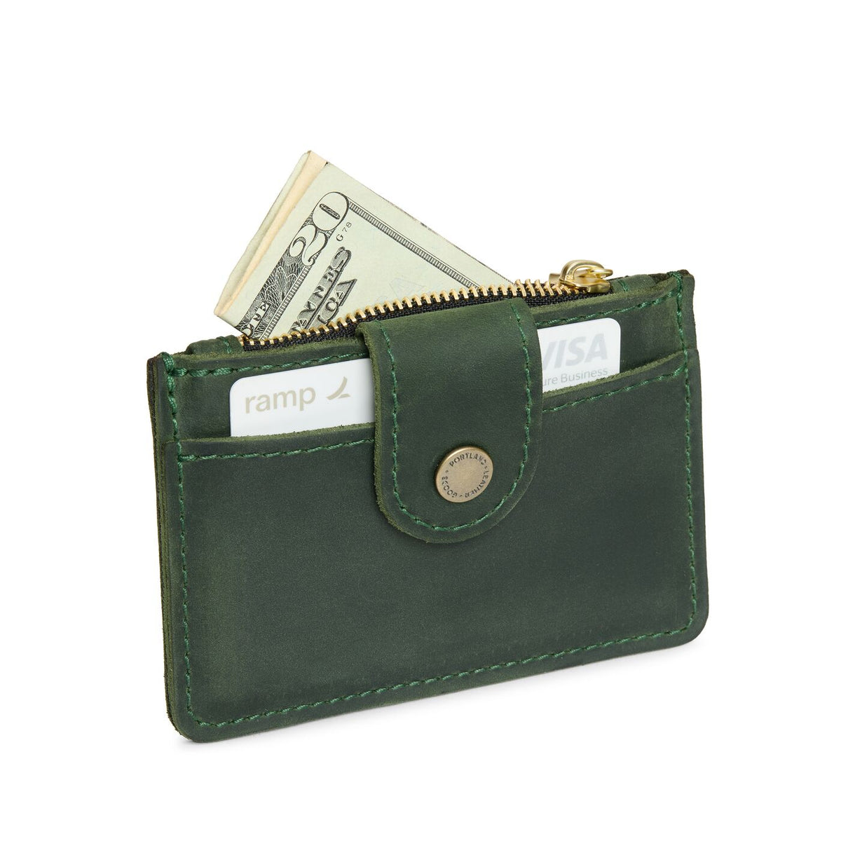 Evergreen | Compact wallet with snap closure and zippered pouch