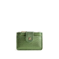 Metallic Greench| Compact wallet with snap closure and zippered pouch