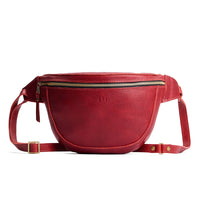 Chili Red | Leather fanny pack shaped bag with a front zipper opening