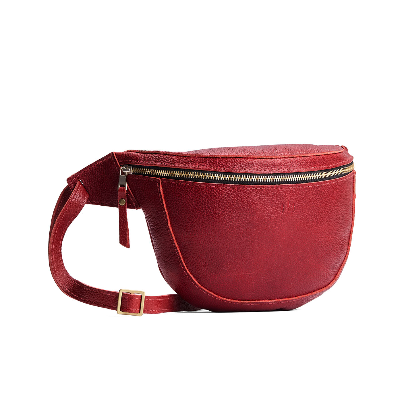 Chili Red | Leather fanny pack shaped bag with a front zipper opening