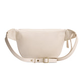 Pebbled Bone | Back of leather fanny pack shaped bag