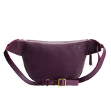 Plum | Back of leather fanny pack shaped bag