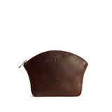 Coldbrew Large | Seashell shaped leather makeup bag with curved top zipper and flat bottom