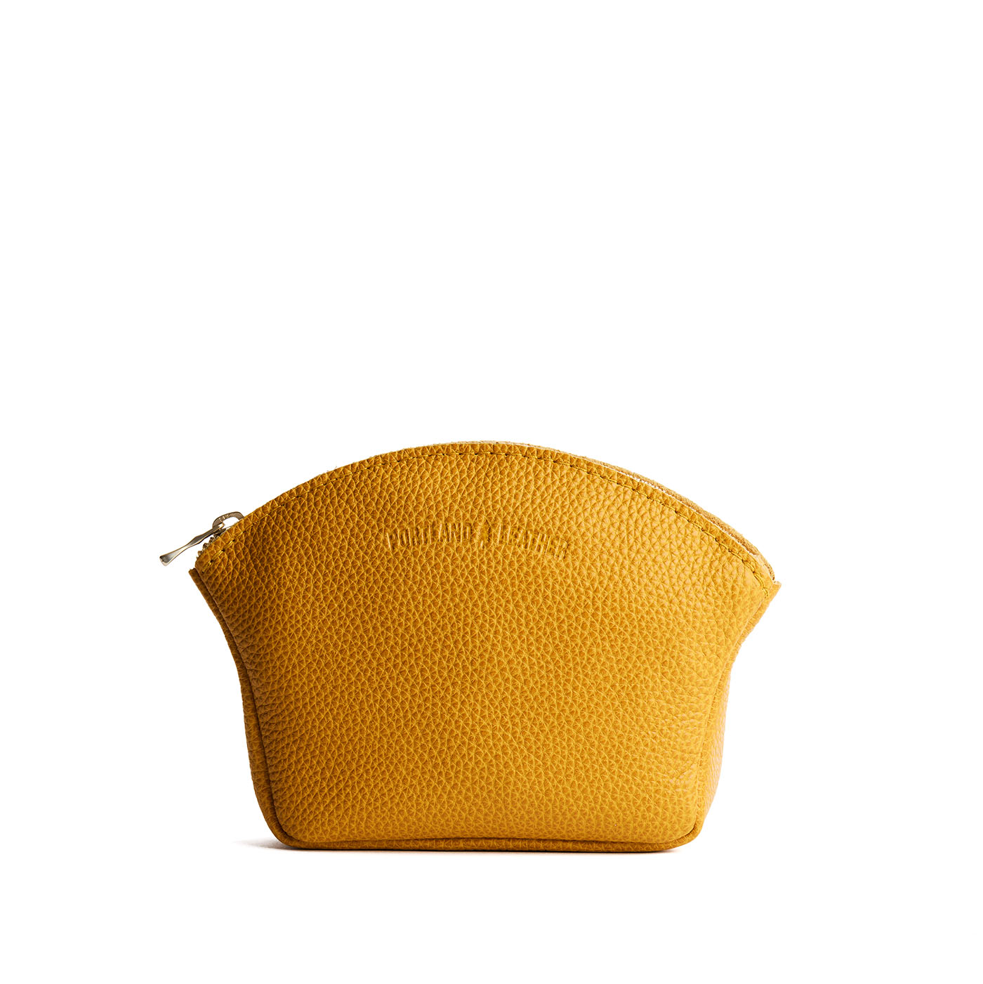 Sunshine*Large | Seashell shaped leather makeup bag with curved top zipper and flat bottom