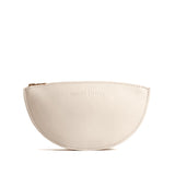 Bone Large | Half circle shaped leather zip pouch