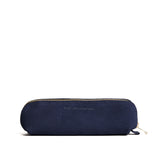 Alaska Blue | Leather pouch with curved seams and top zipper
