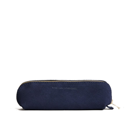 Alaska Blue | Leather pouch with curved seams and top zipper