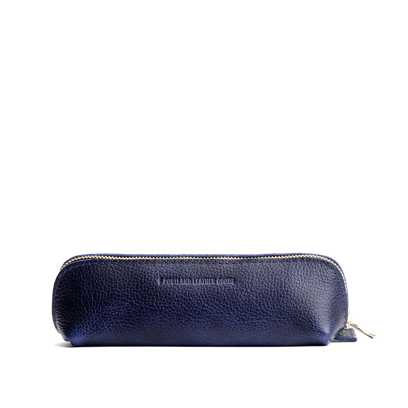 Cobalt | Leather pouch with curved seams and top zipper