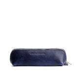 Cobalt | Leather pouch with curved seams and top zipper
