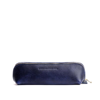 Cobalt | Leather pouch with curved seams and top zipper