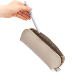 Jasmine | Leather pouch with curved seams and top zipper