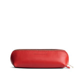 Poppy Red | Leather pouch with curved seams and top zipper