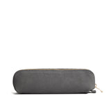 Smoke Grey | Leather pouch with curved seams and top zipper