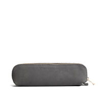 Smoke Grey | Leather pouch with curved seams and top zipper
