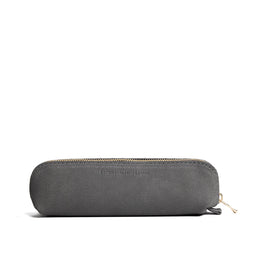 Smoke Grey | Leather pouch with curved seams and top zipper