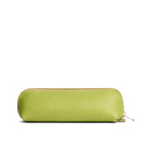 Wasabi | Leather pouch with curved seams and top zipper