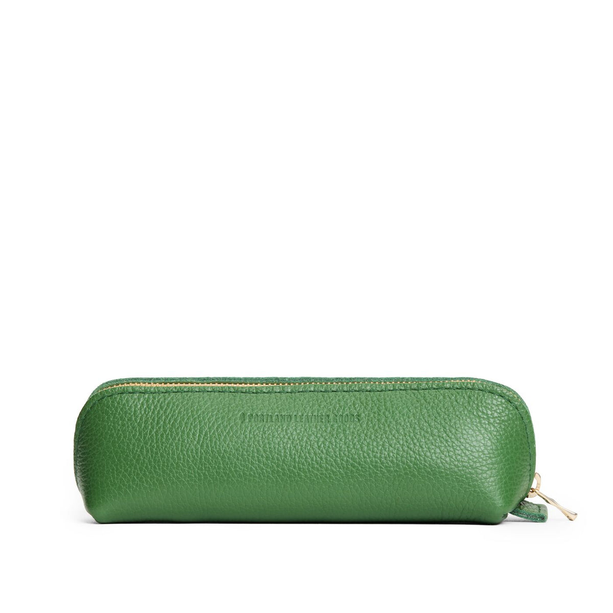 Watercress | Leather pouch with curved seams and top zipper