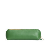 Watercress | Leather pouch with curved seams and top zipper