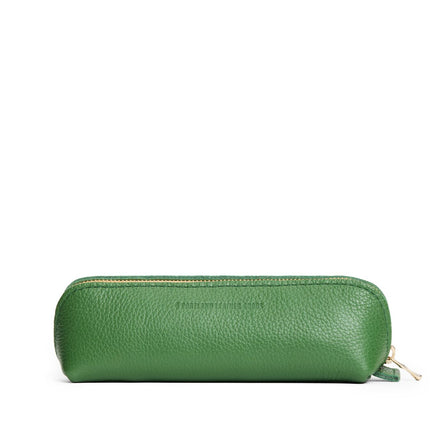 Watercress | Leather pouch with curved seams and top zipper