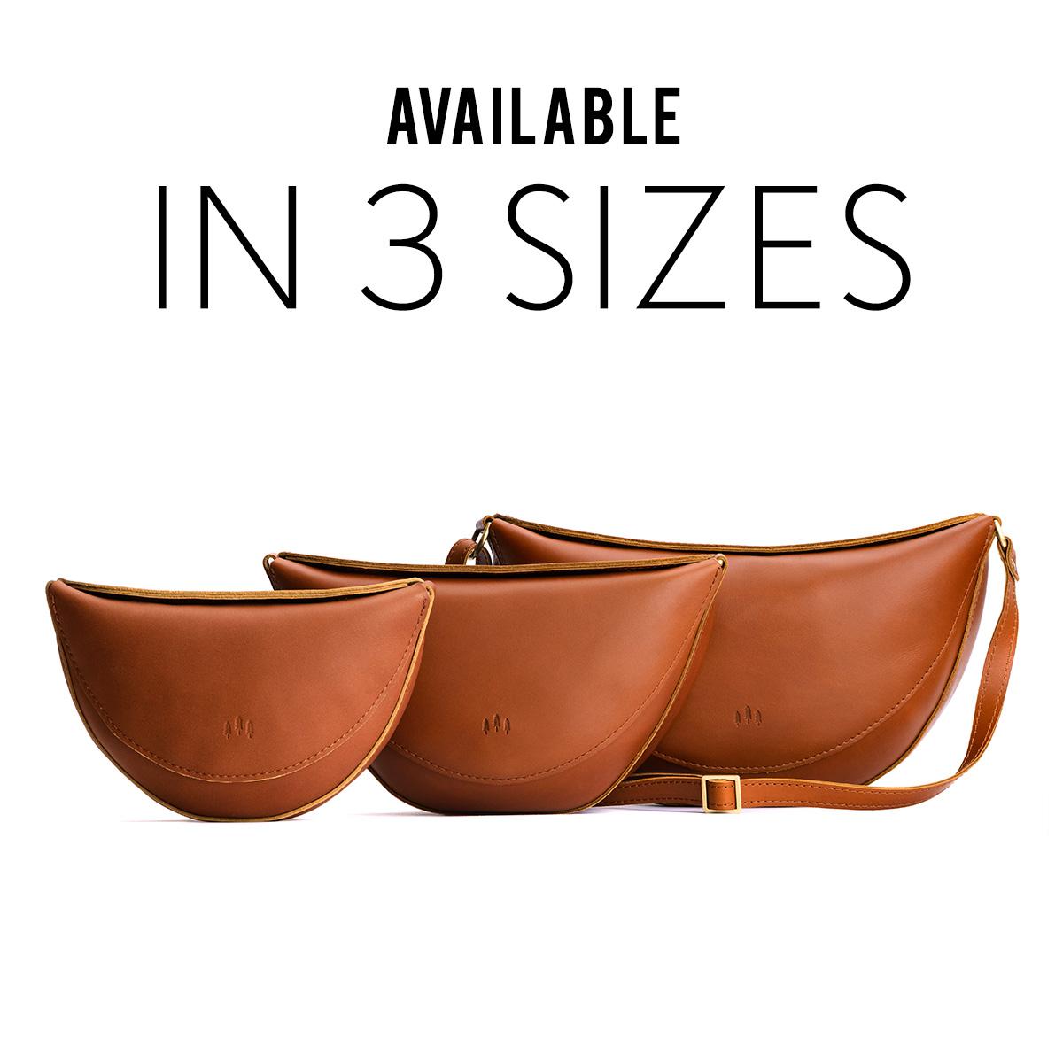 Koala Sling Bag side by side three size comparison with text that says "Available in 3 sizes"