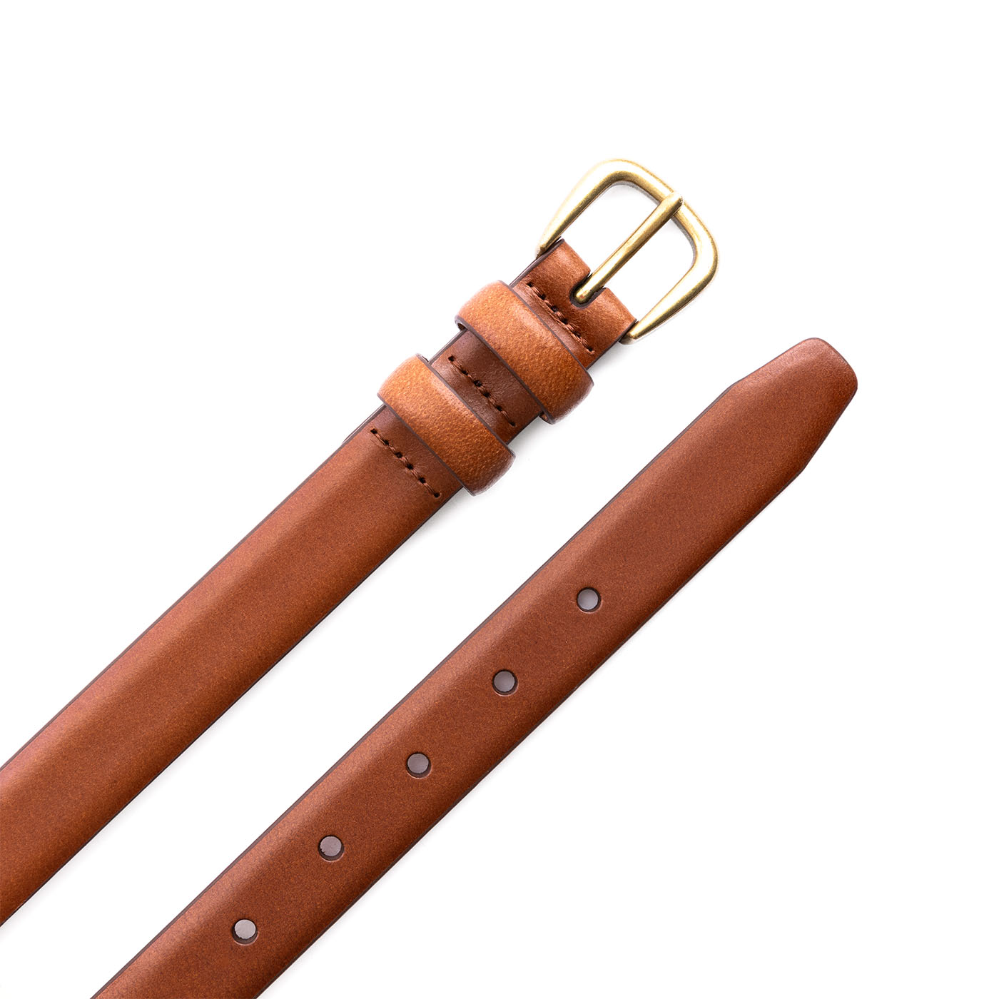 Amber | Women's slim double loop leather belt