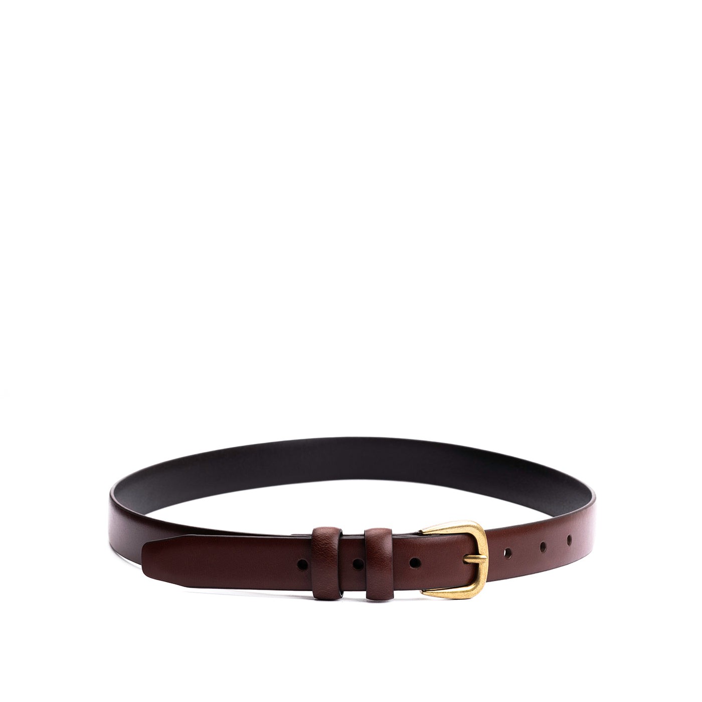 Pecan | Women's slim double loop leather belt