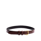 Pecan | Women's slim double loop leather belt
