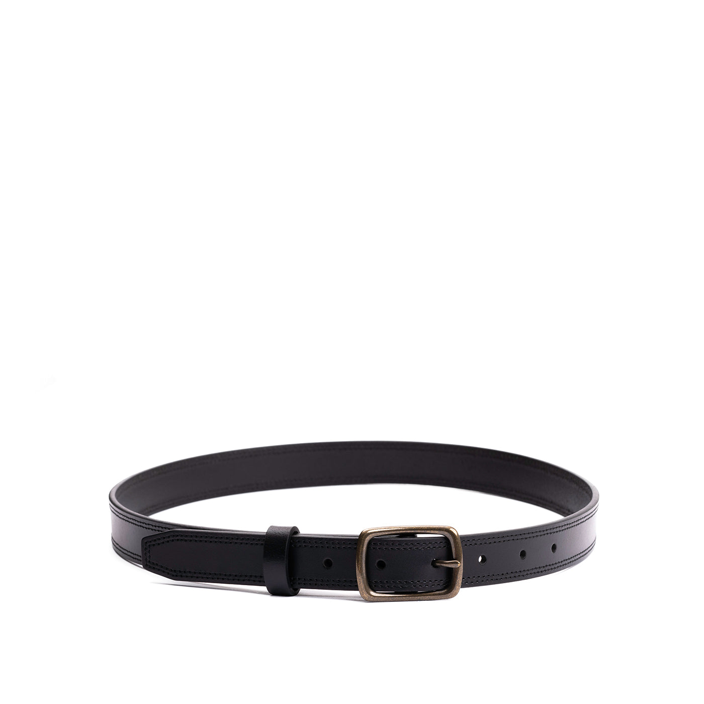 Black | Women's slim double stitch leather belt
