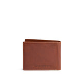 Saddlestone Deluxe | Bifold leather wallet with visible stitching on a white background