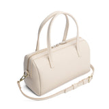 Pebbled Bone Large | Mini duffle shaped handbag with crossbody strap