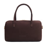 Velvet Brown Oversized | Mini duffle shaped handbag with crossbody strap