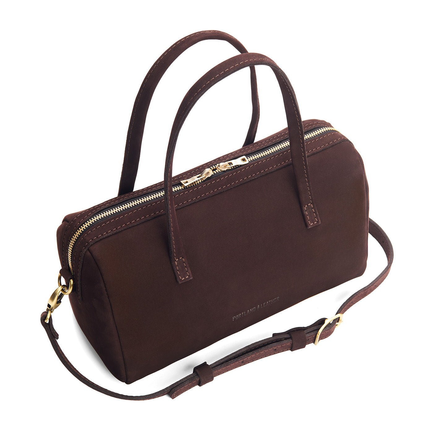 Velvet Brown*Oversized | Mini duffle shaped handbag with crossbody strap