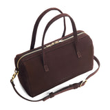 Velvet Brown Oversized | Mini duffle shaped handbag with crossbody strap