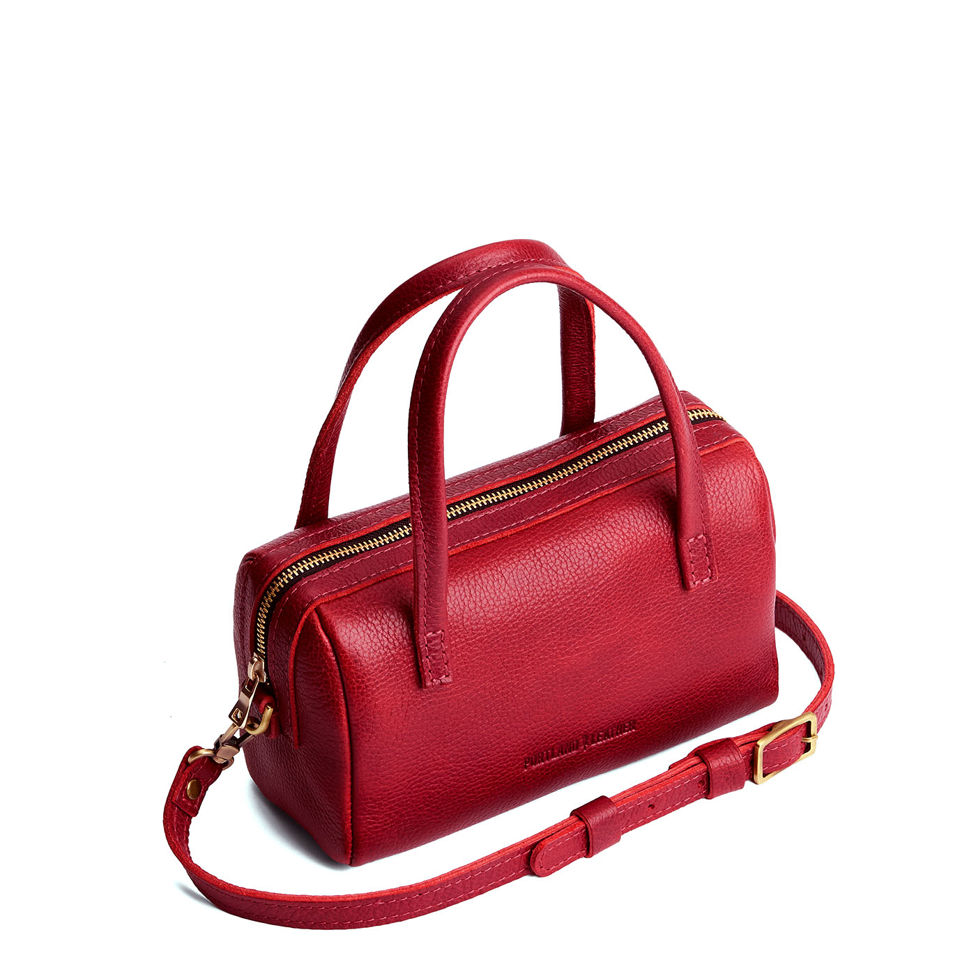 Chili Red*Small | Mini duffle shaped handbag with crossbody strap