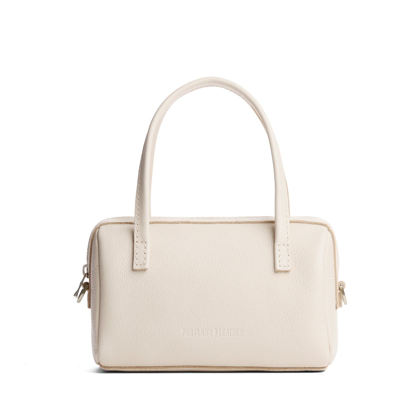 Pebbled Bone*Small | Mini duffle shaped handbag with crossbody strap