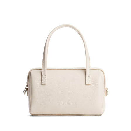 Pebbled Bone*Oversized | Mini duffle shaped handbag with crossbody strap