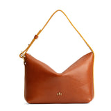 Sienna Large | Medium sized slouchy leather shoulder bag with zipper opening and three metal tree emblems