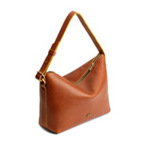 Sienna Large | Medium sized slouchy leather shoulder bag with zipper opening and three metal tree emblems