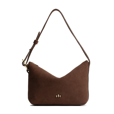 Stagecoach*Large | Medium sized slouchy leather shoulder bag with zipper opening and three metal tree emblems