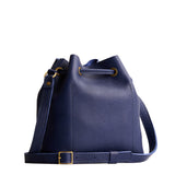 Cobalt Small | Slouchy crossbody bag with leather drawstring closure