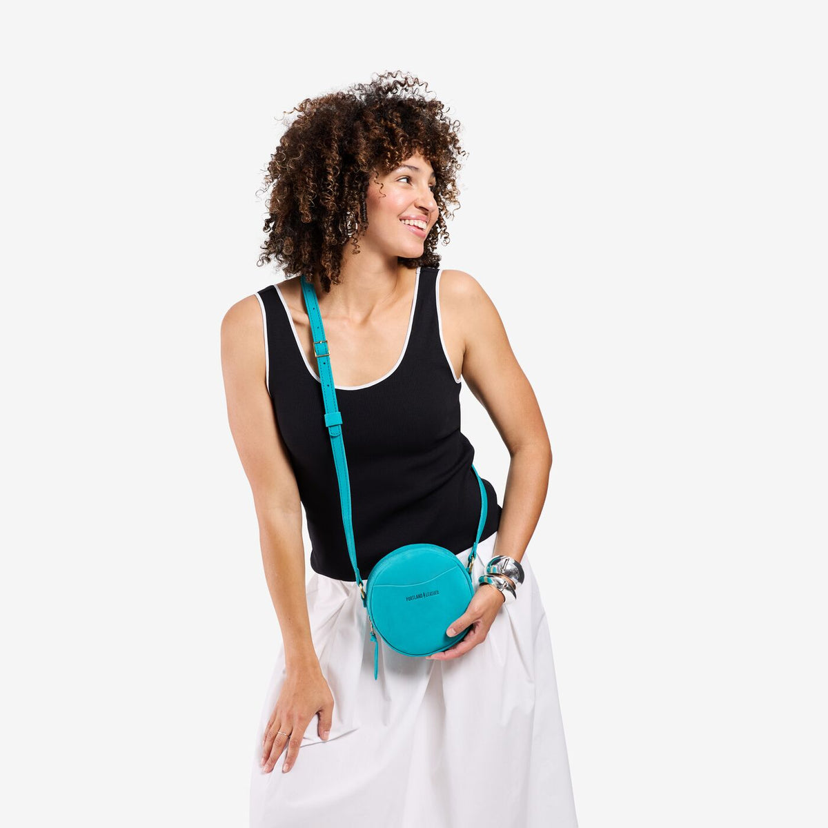 Aquamarine*Small | Circle shaped crossbody bag with top zipper