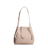 Oatmilk Small | Symmetrical leather bag with leather drawstring closure and adjustable shoulder strap