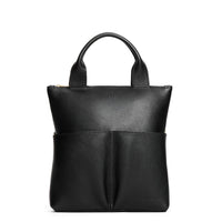 Pebbled--black*Small | Convertible tote clutch crossbody with two large front pocket and top carry handles