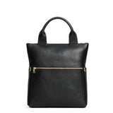Pebbled--black Small | Convertible tote clutch crossbody with a front zipper pocket and top carry handles
