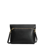 Pebbled--black Small | Convertible tote clutch crossbody with a back zipper pocket folded into a clutch