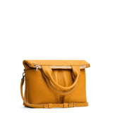 Sunshine Small | Convertible tote clutch crossbody with two large front pocket and top carry handles folded into a clutch