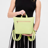 Shadow Lime Small | Model wearing square slim leather tote backpack 