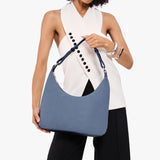 Denim Small Classic | U-shaped shoulder bag with adjustable strap and fringe detail